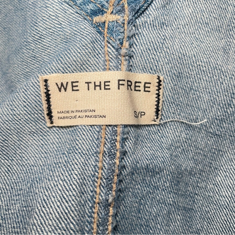 Free People We The Free Set It Off Long Shortalls Medium Wash Denim Sz Small - Picture 8 of 13